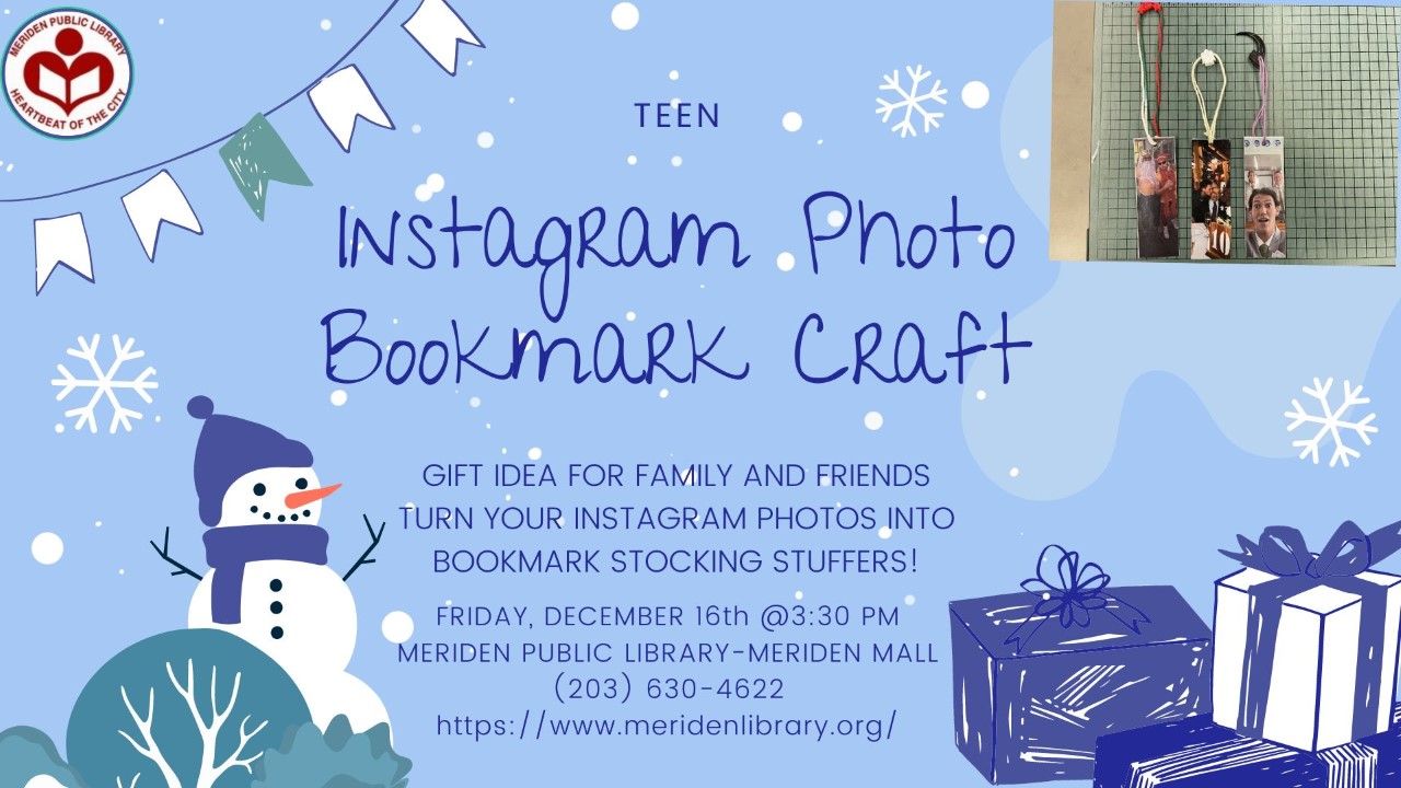 Teen Instagram Photo Bookmark Craft Meriden Public Library